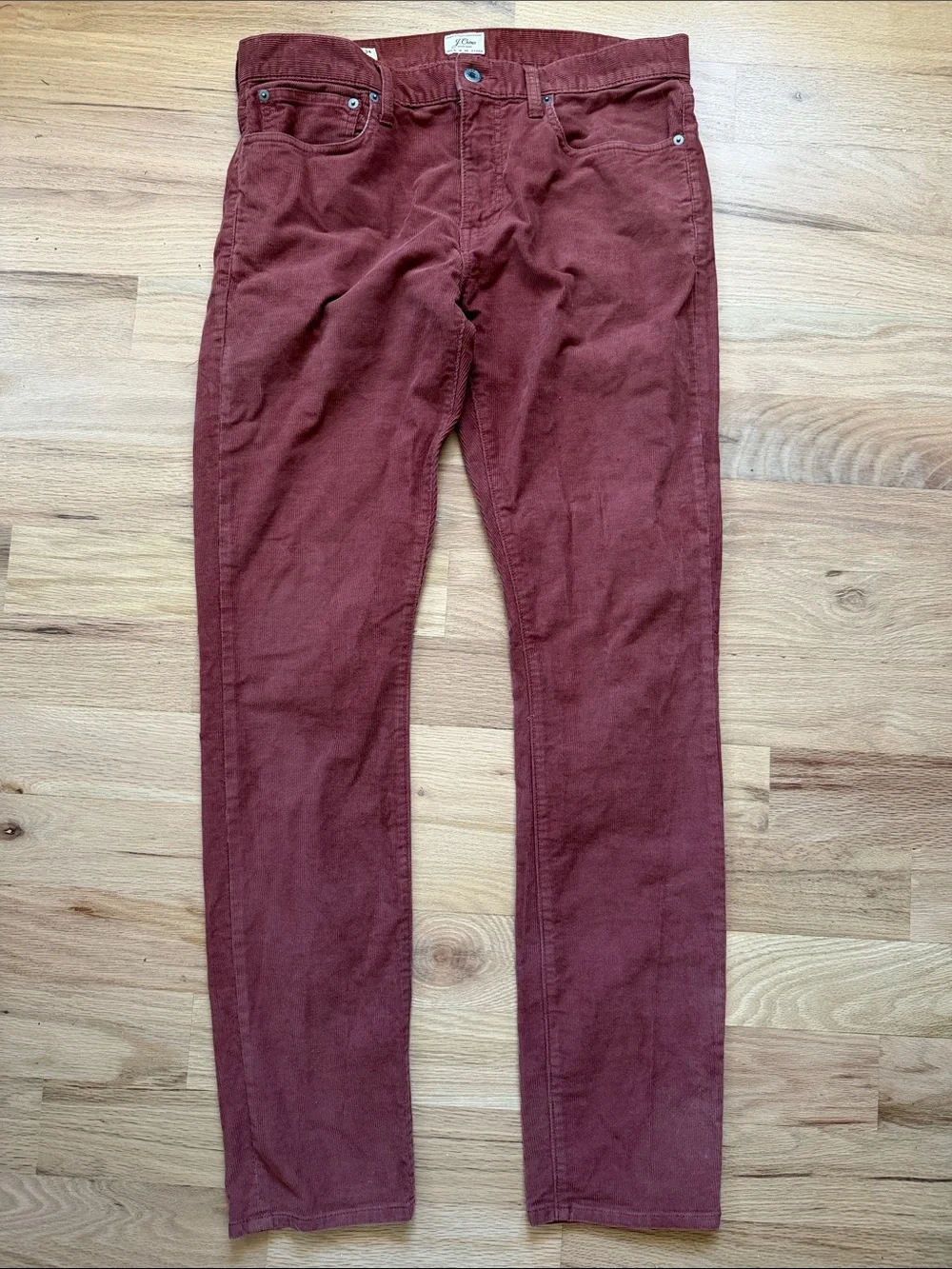 J. Crew Men's Style 250 Corduroy Pants in Rust Red Waist 34 x Length 34